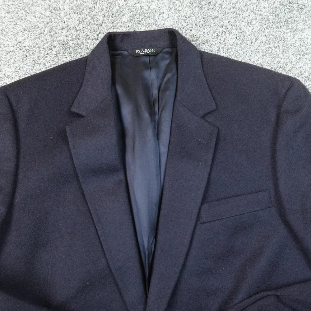 Jos A Bank Blazer Mens 46L Blue Cashmere Button Sport Coat Suit Jacket Top USA